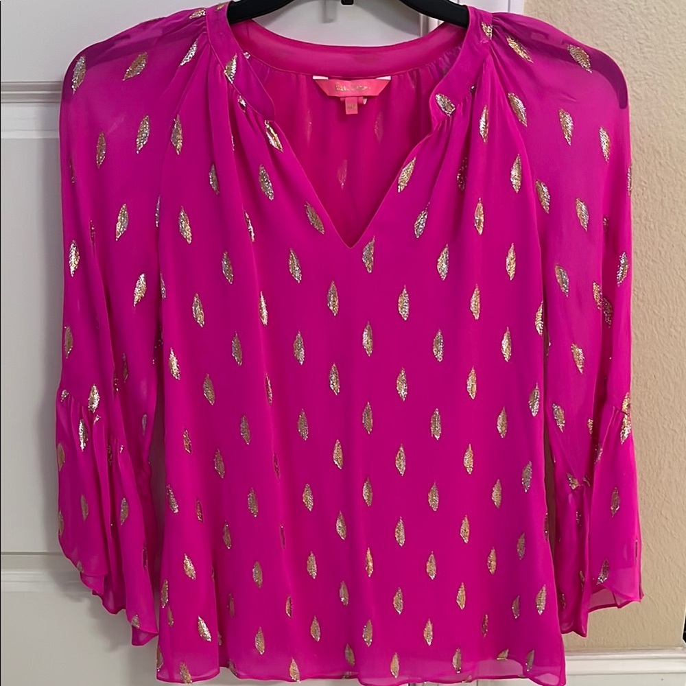 Lilly Pulitzer Hot Pink Silk Top